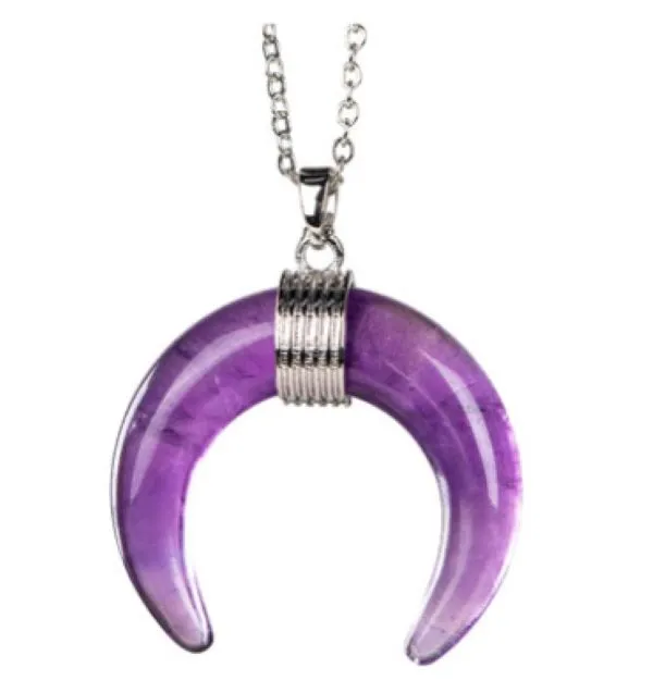 Necklace - Crescent Moon - Amethyst