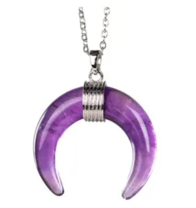 Necklace - Crescent Moon - Amethyst