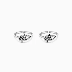 Oxidised Silver Blossom Toe Ring