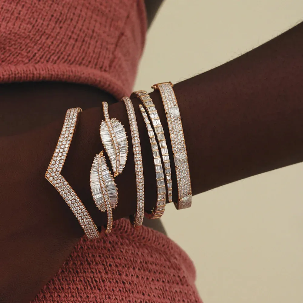 Palm Leaf Diamond Bracelet in White Gold