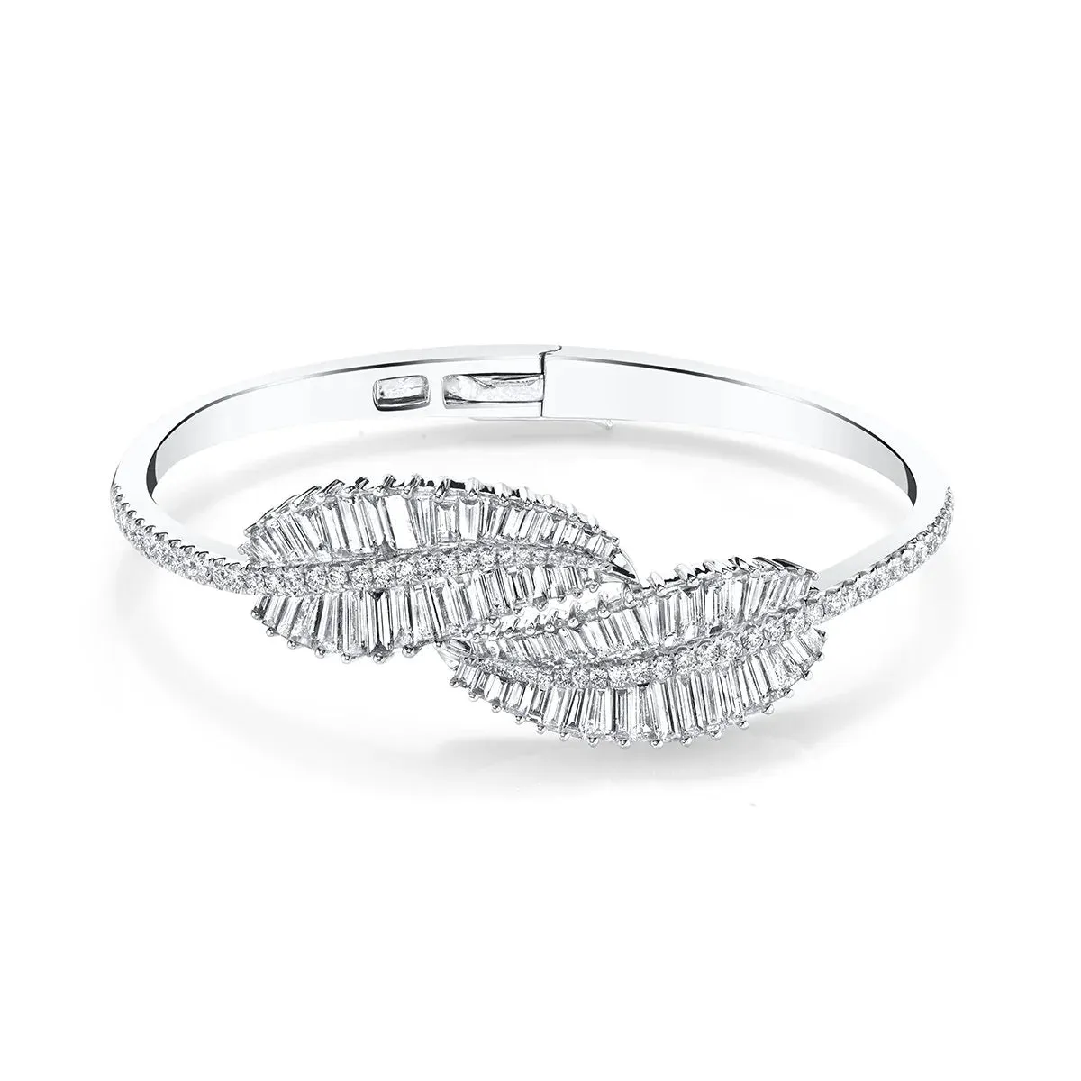 Palm Leaf Diamond Bracelet in White Gold