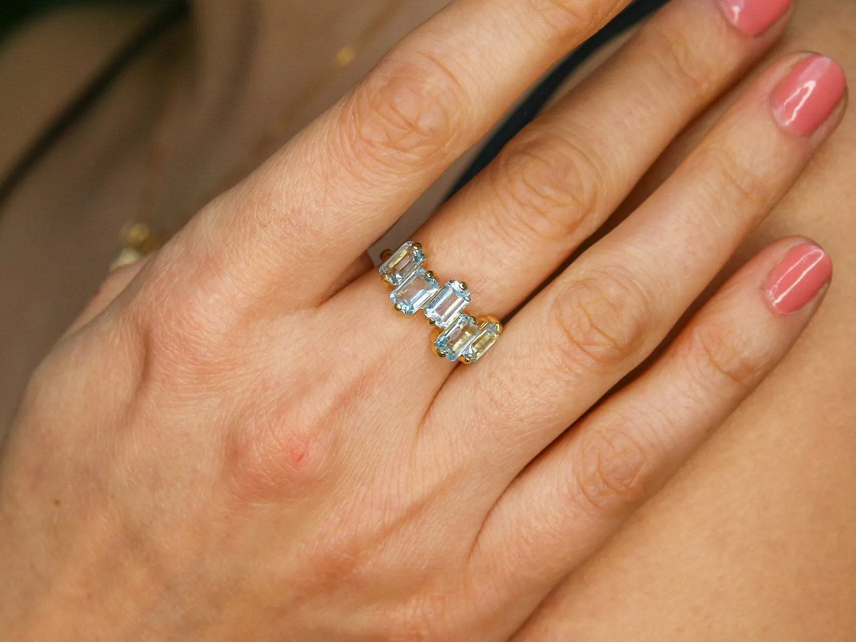 Peridot Baguette Gold Ring - Asymmetric Band, Natural Peridot Ring, Emerald Cut Ring