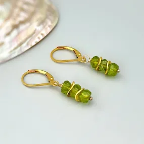 Peridot Earrings dangle, 14k gold