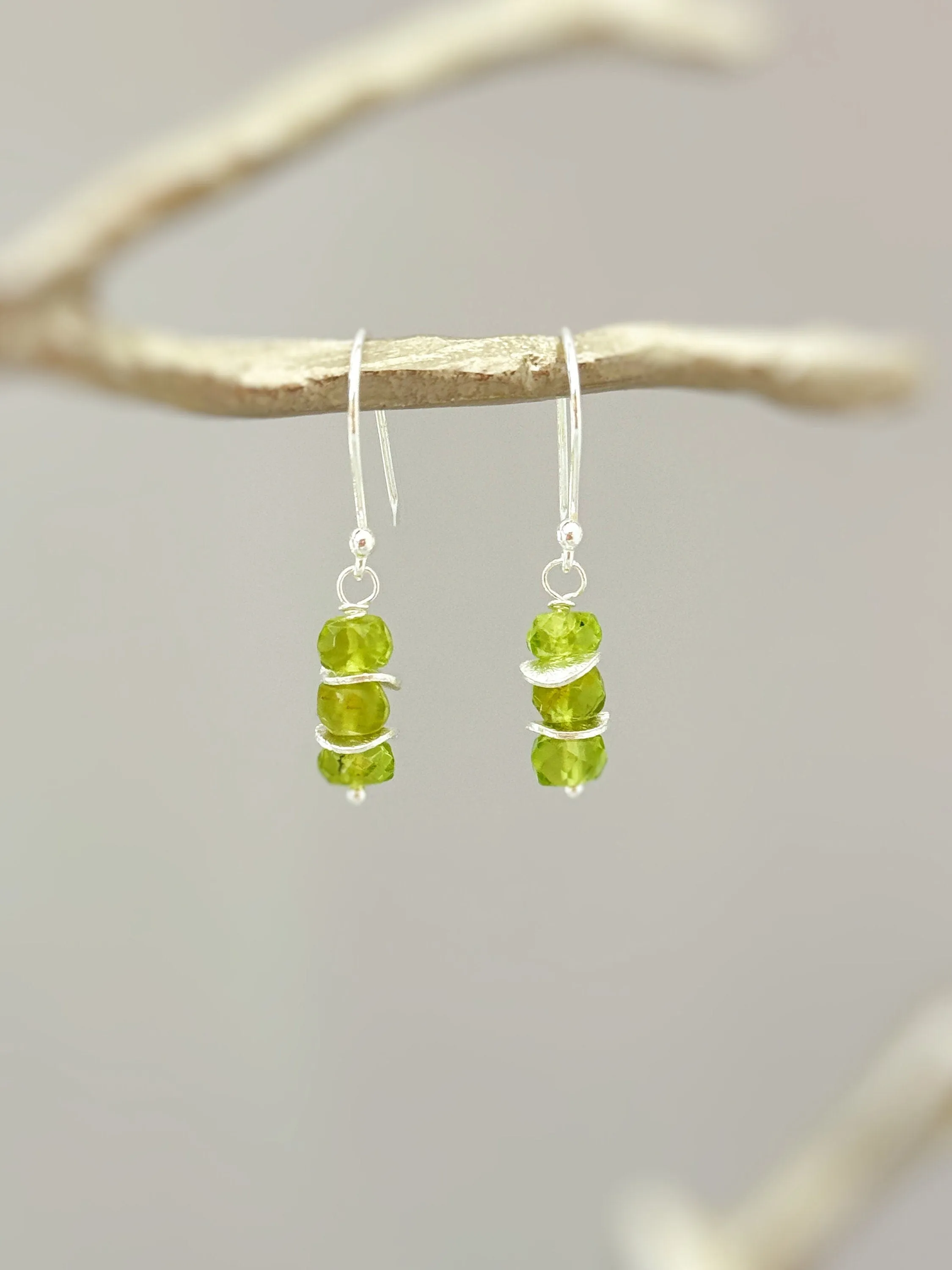 Peridot Earrings dangle, 14k gold