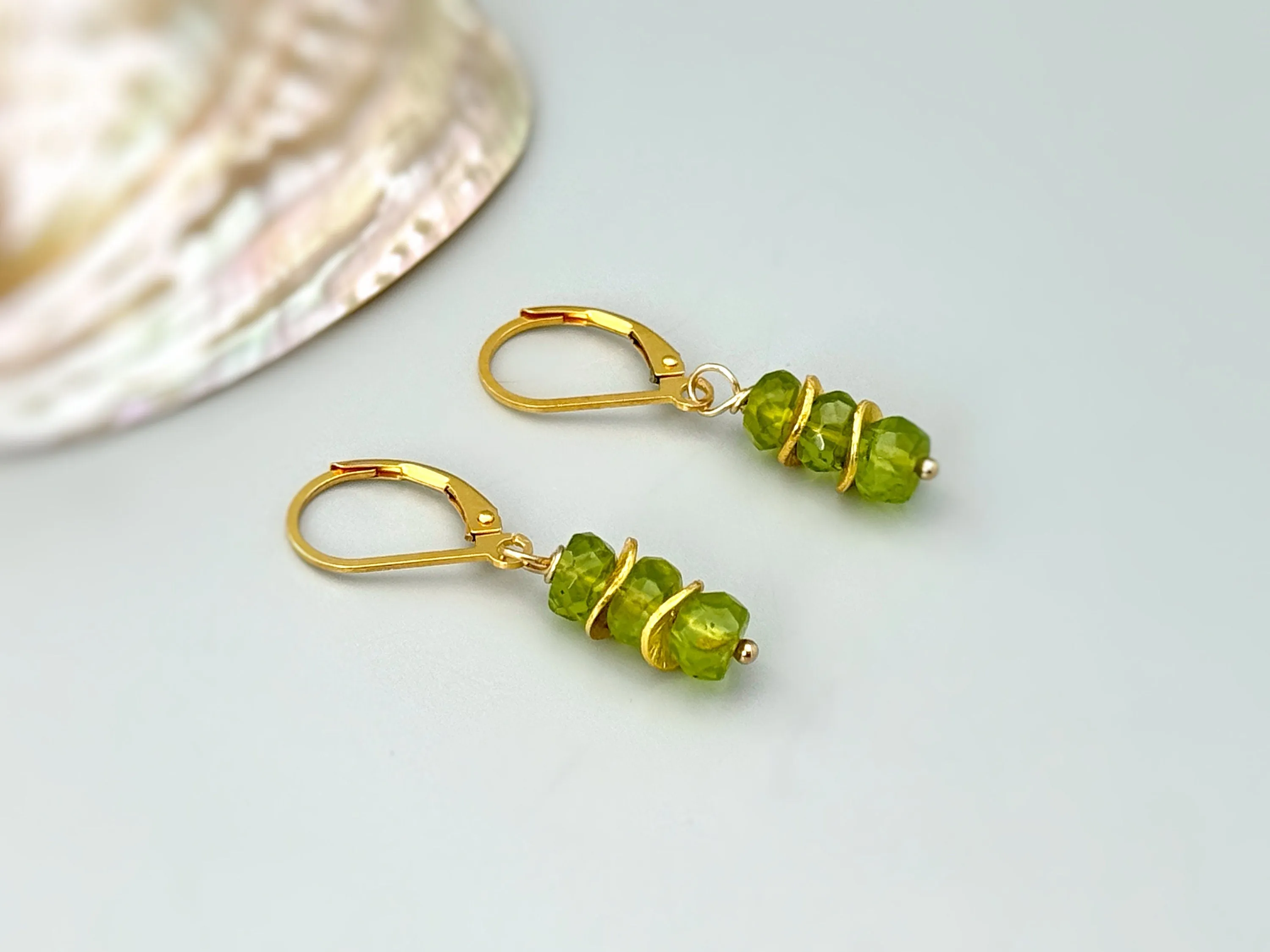 Peridot Earrings dangle, sterling silver