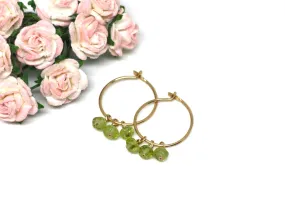 Peridot Small Hoop Earrings in Gold