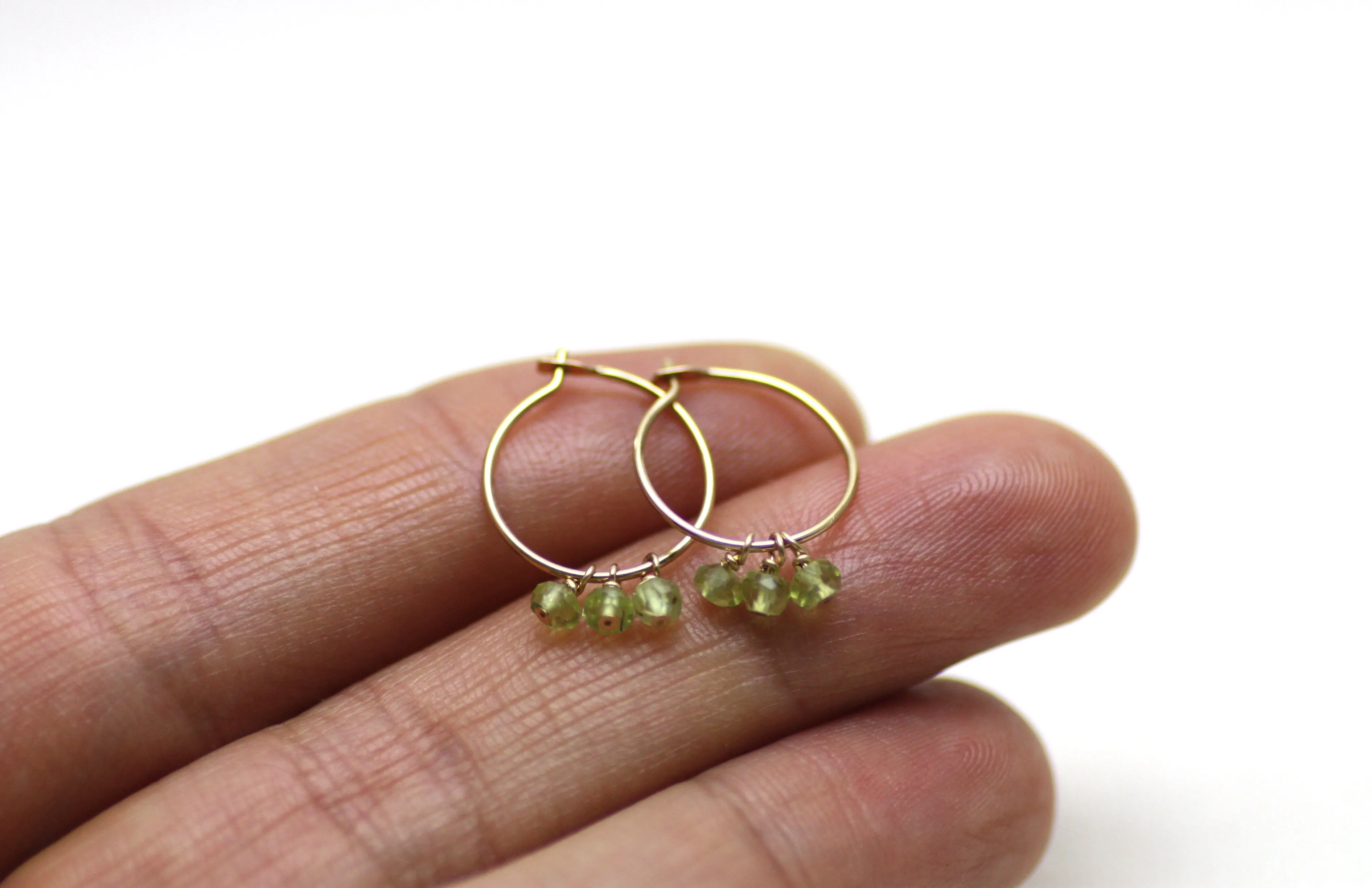 Peridot Small Hoop Earrings in Gold