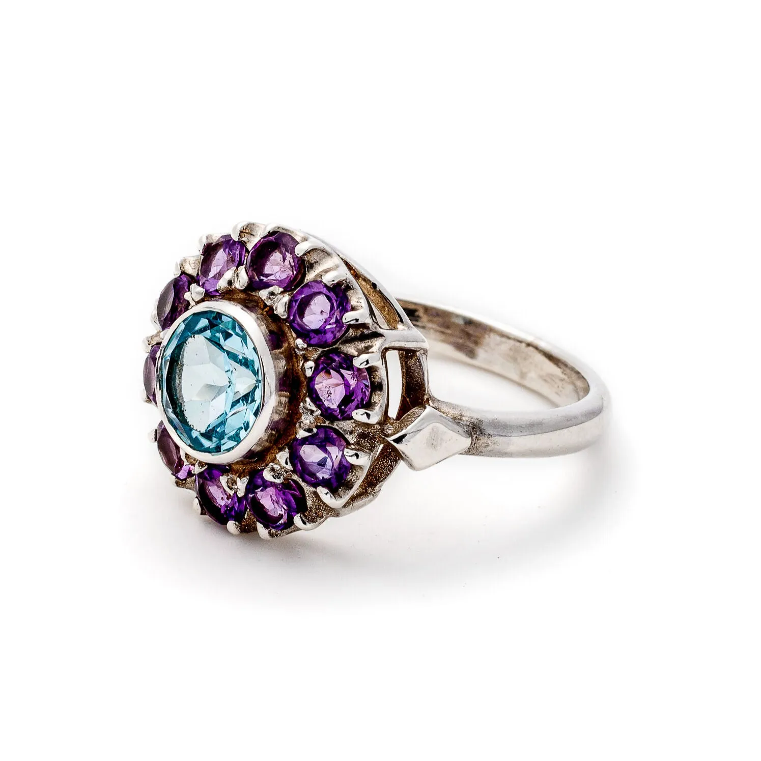 Purple Victorian Ring - Amethyst Flower Ring - Vintage Topaz Ring