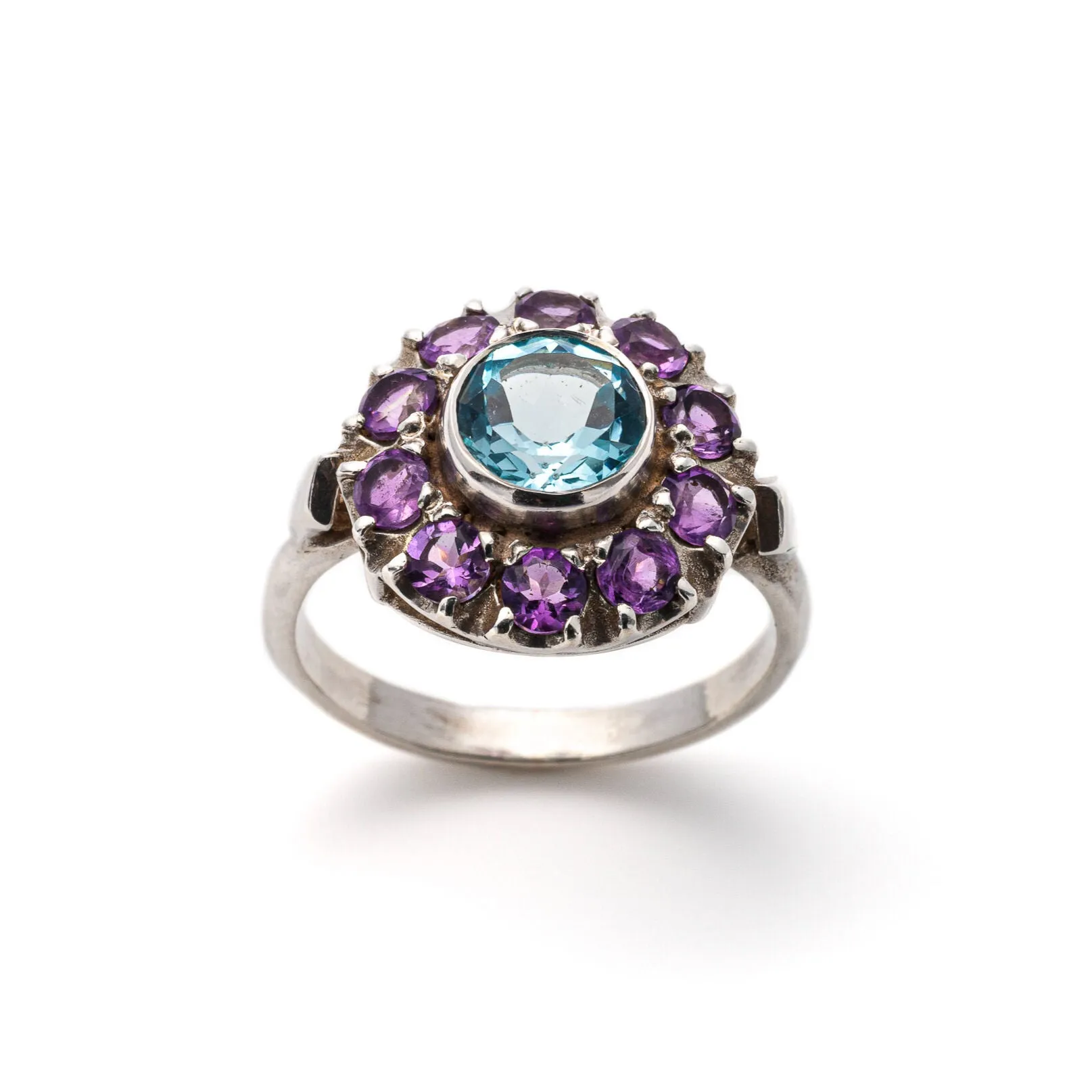 Purple Victorian Ring - Amethyst Flower Ring - Vintage Topaz Ring
