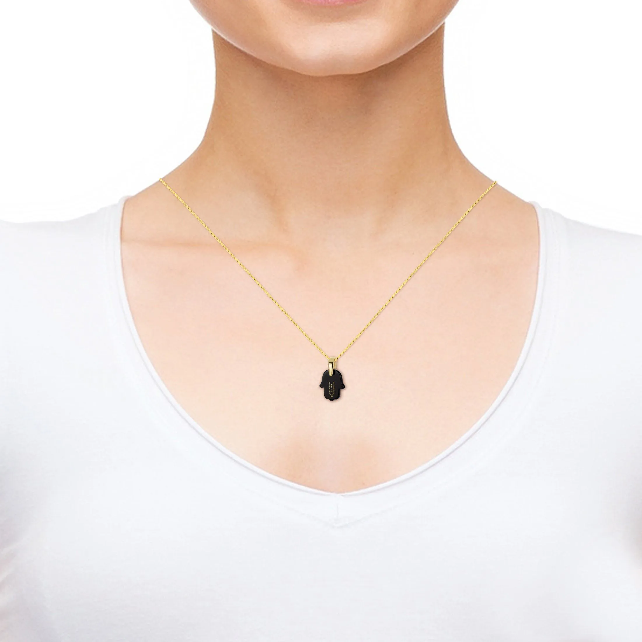 "Priestly Blessing", 14k Gold Necklace, Onyx