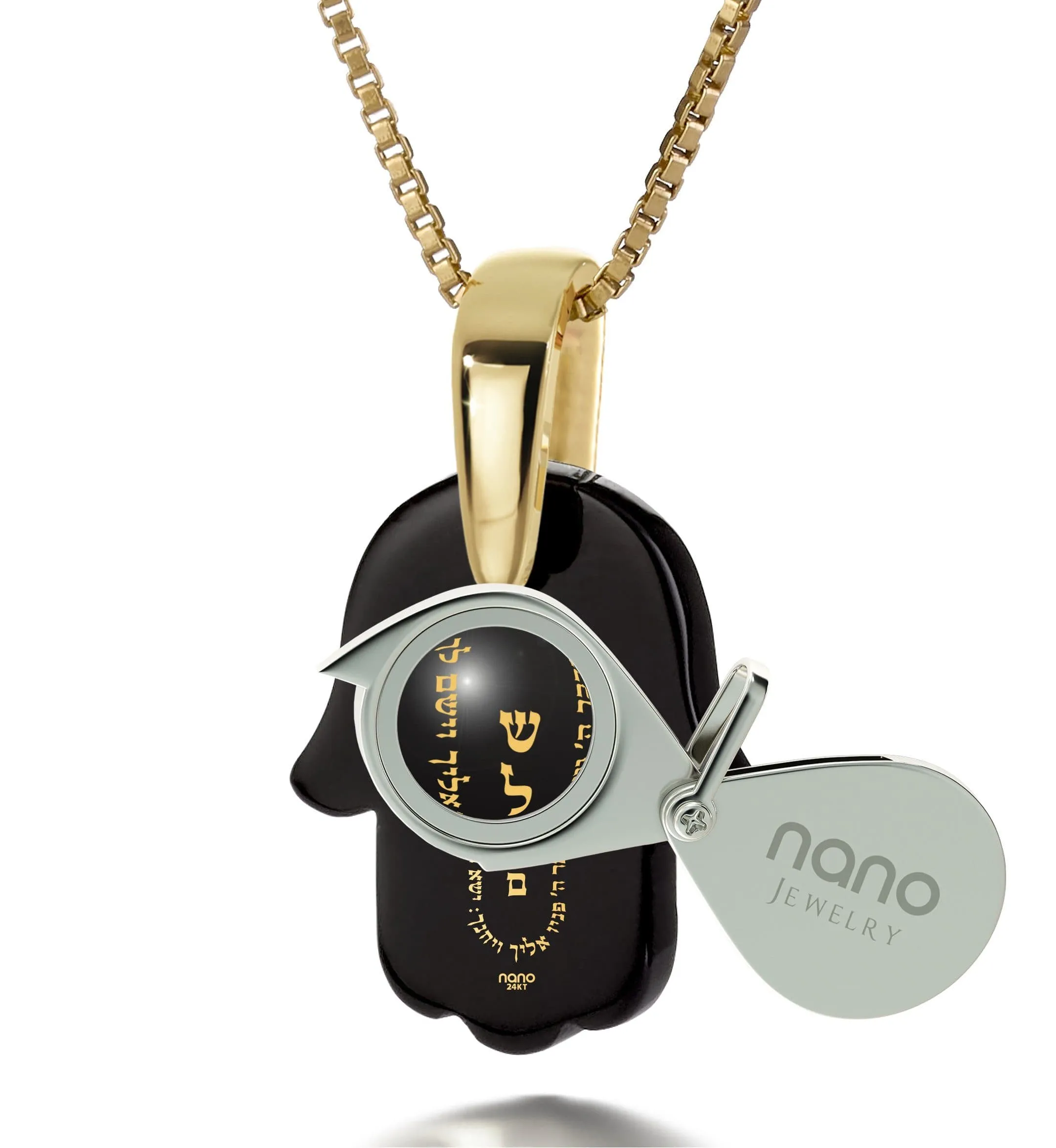 "Priestly Blessing", 14k Gold Necklace, Onyx