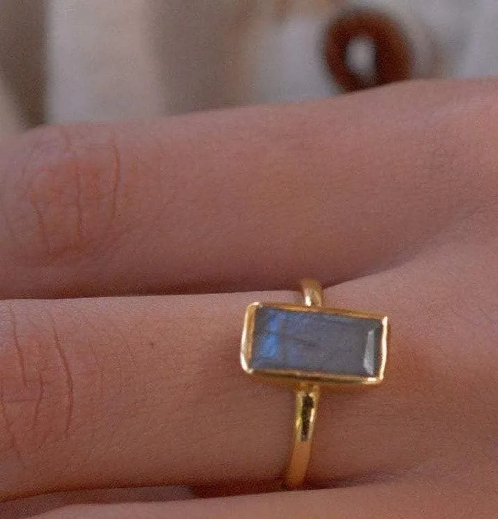 Rainbow Labradorite Ring ~ 18k Gold Plated ~ Jewelry ~ MR010