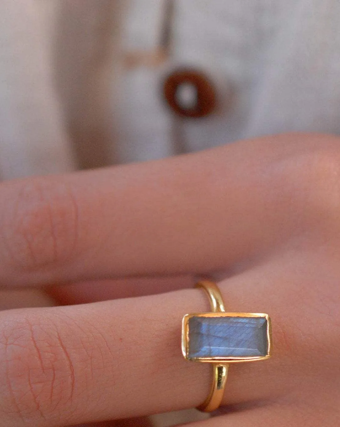 Rainbow Labradorite Ring ~ 18k Gold Plated ~ Jewelry ~ MR010