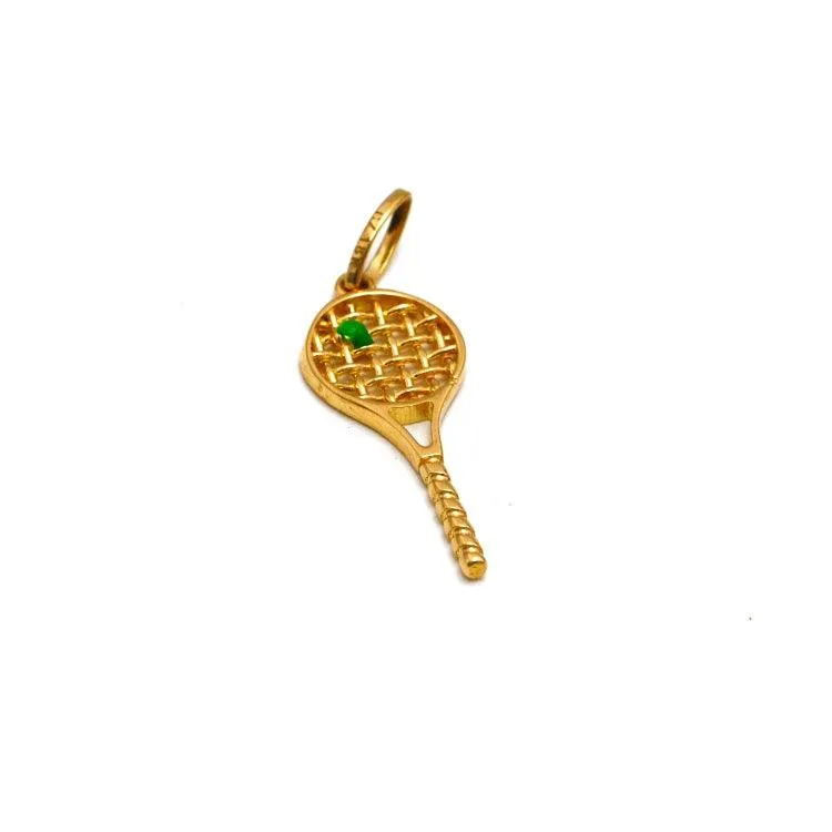 Real Gold Green Ball Tennis Frame Pendant 2382 P 1918