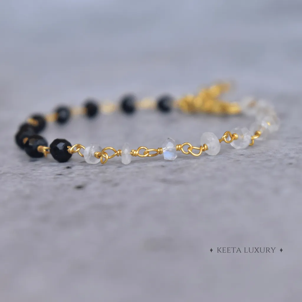 Rise And Shine - Black Onyx and Moonstone Bracelets