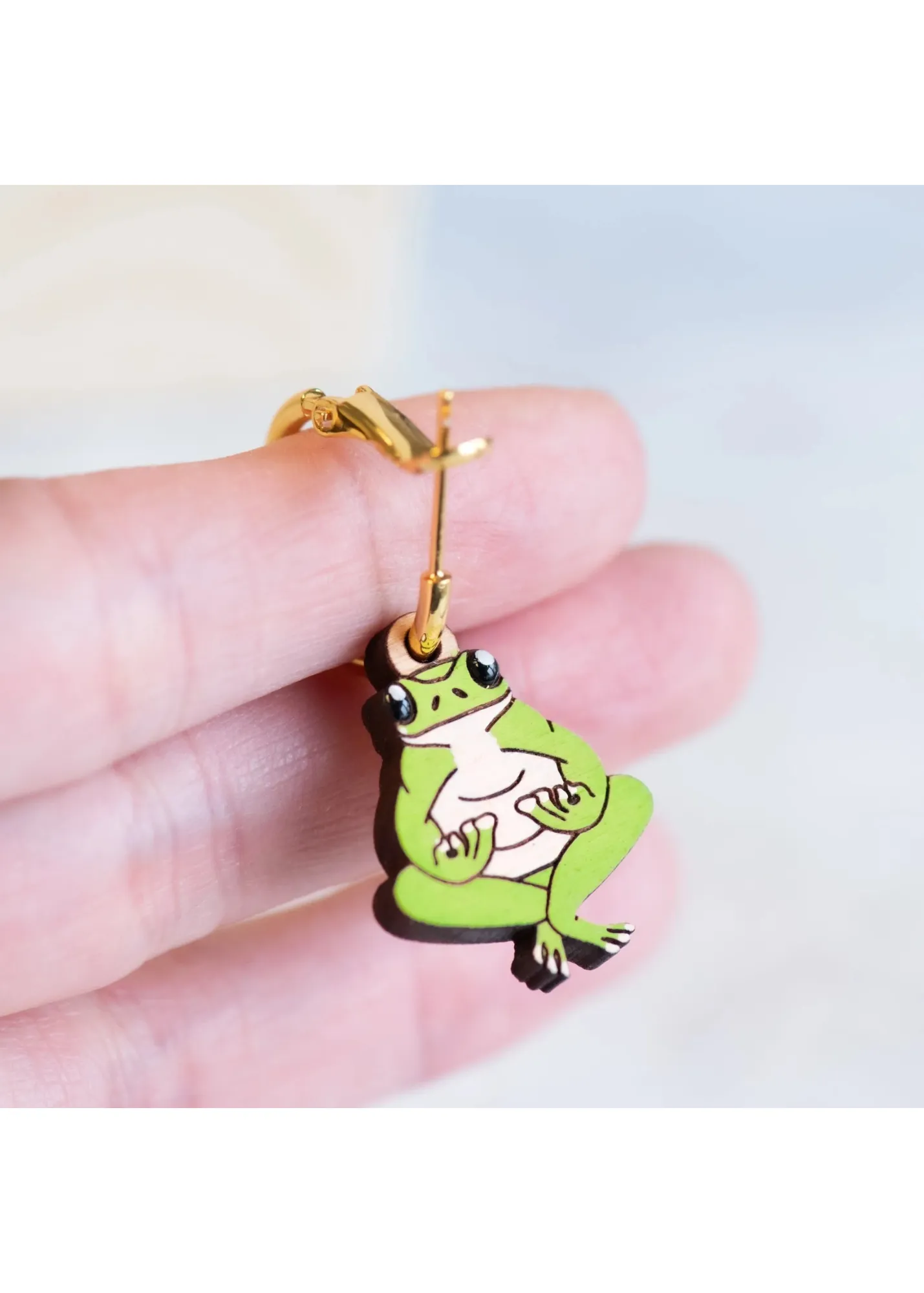 Robin Valley - Zen Frog Wood Hoop Earrings