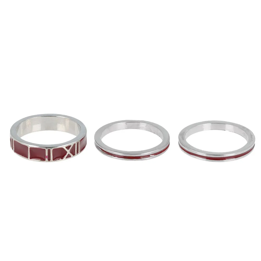 Roman Numeral Ring Set Silver Tone