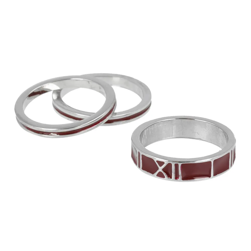 Roman Numeral Ring Set Silver Tone