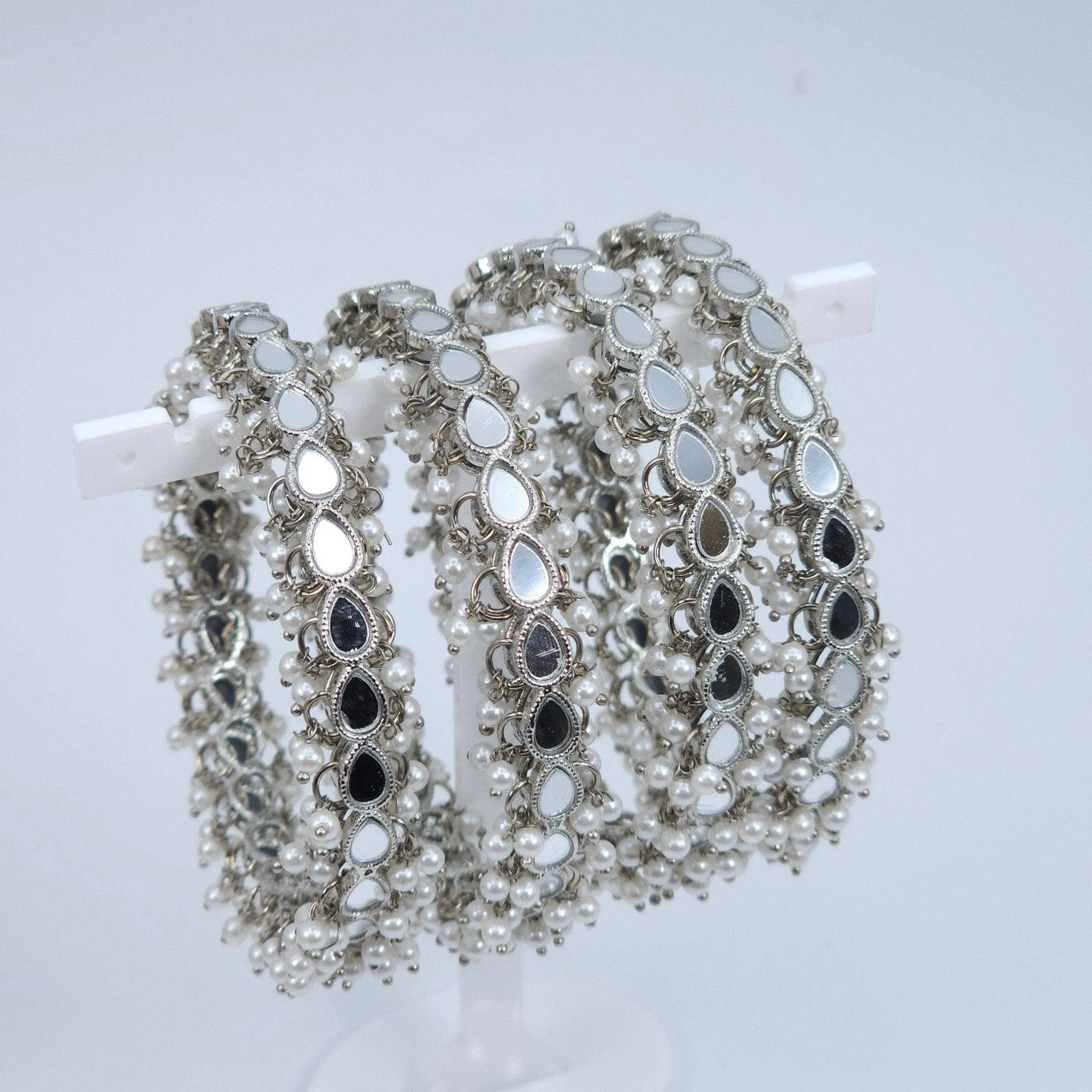 Set of 4 Mirror Bangles - Silver