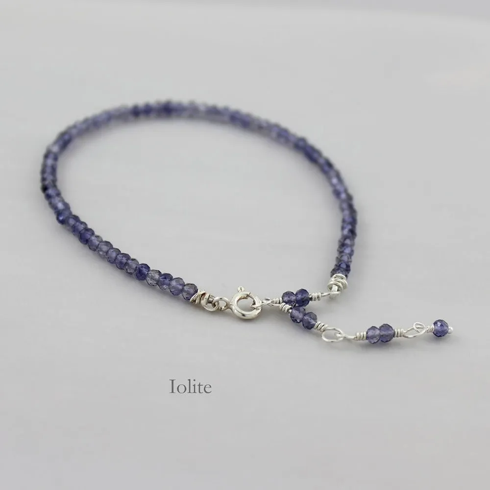 Silver Gemstone Stacking Bracelet