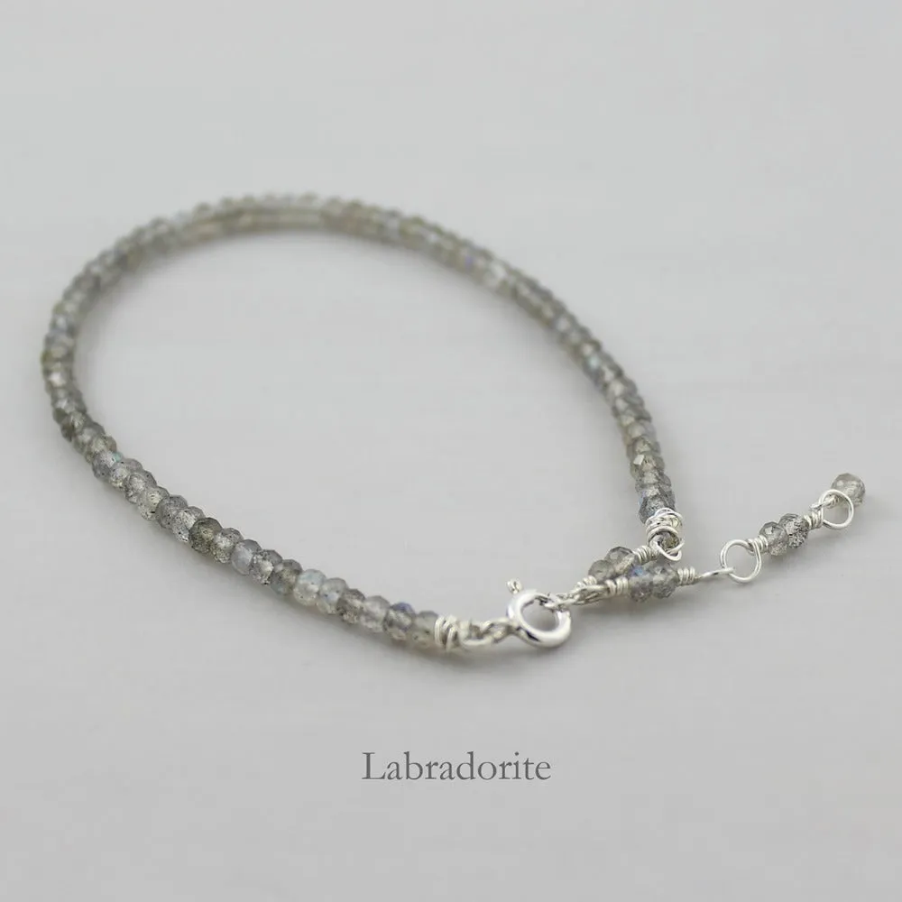 Silver Gemstone Stacking Bracelet