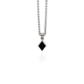 Silver Plated Diamond Shape Onyx Necklace