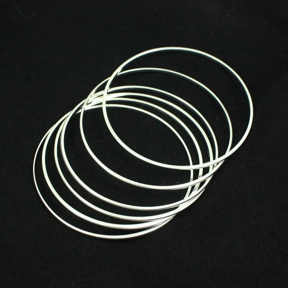 Silver-tone Stackable Skinny Slip On Bangles-Set of 6 - BG850S