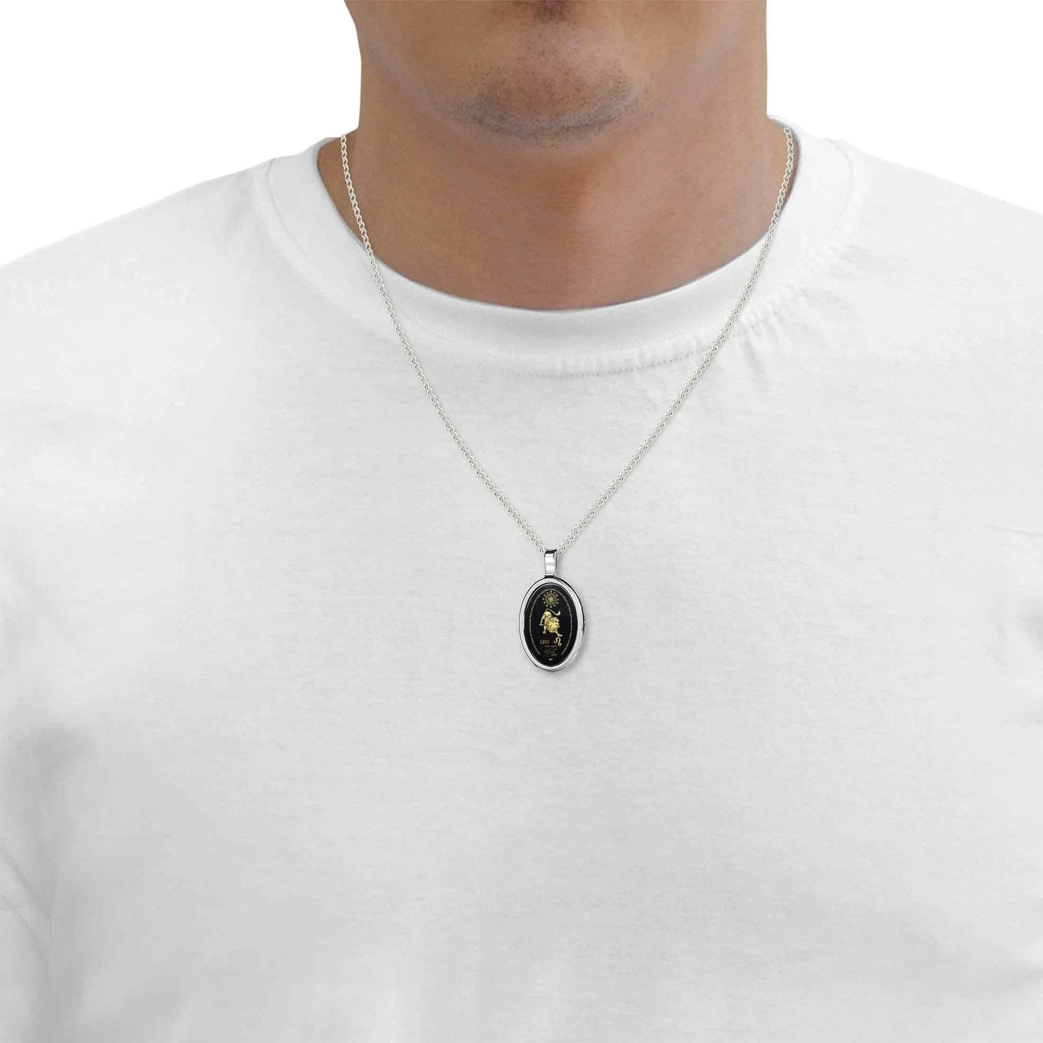 The World of Leo, 14k White Gold Necklace, Onyx