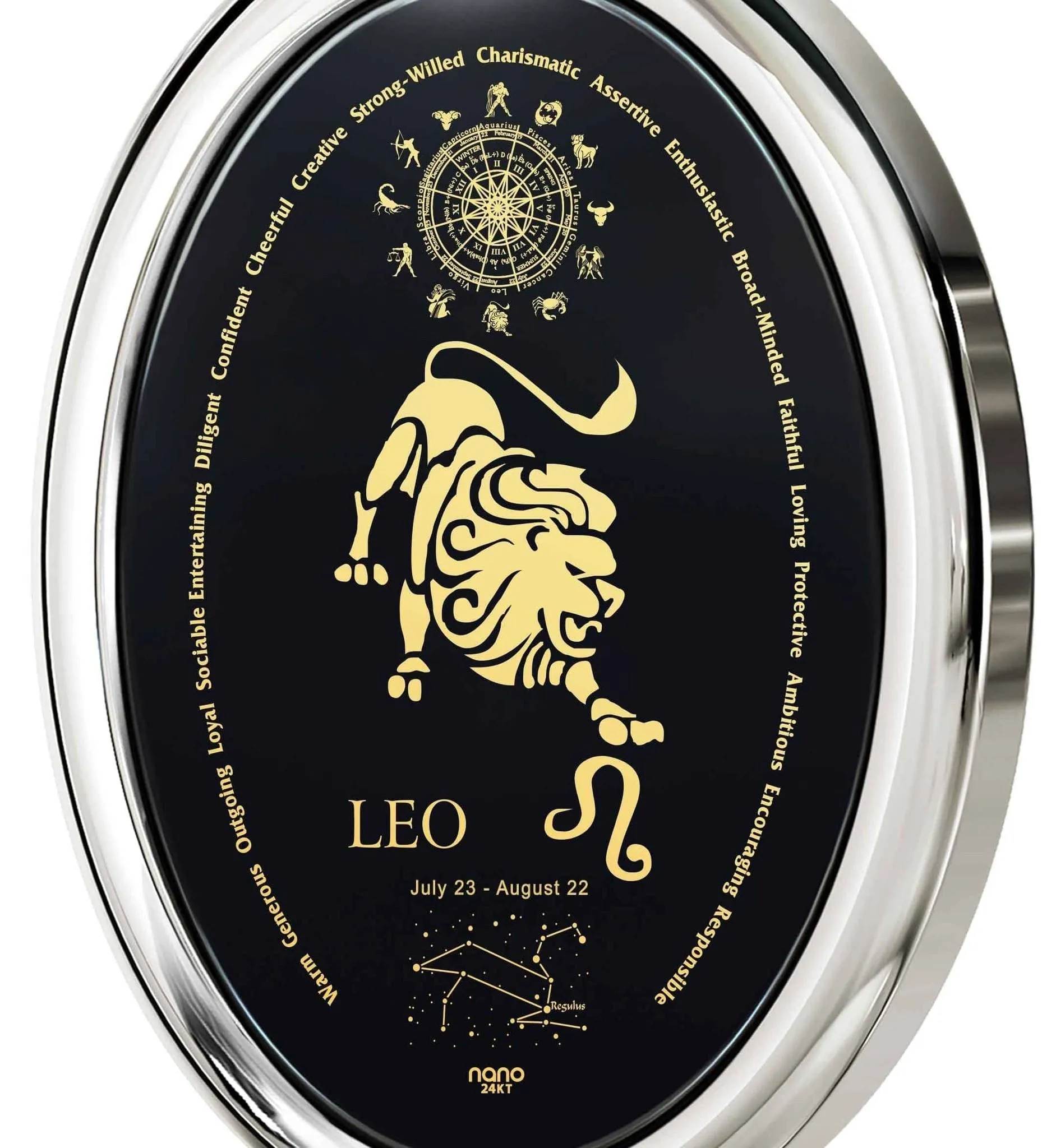 The World of Leo, 14k White Gold Necklace, Onyx