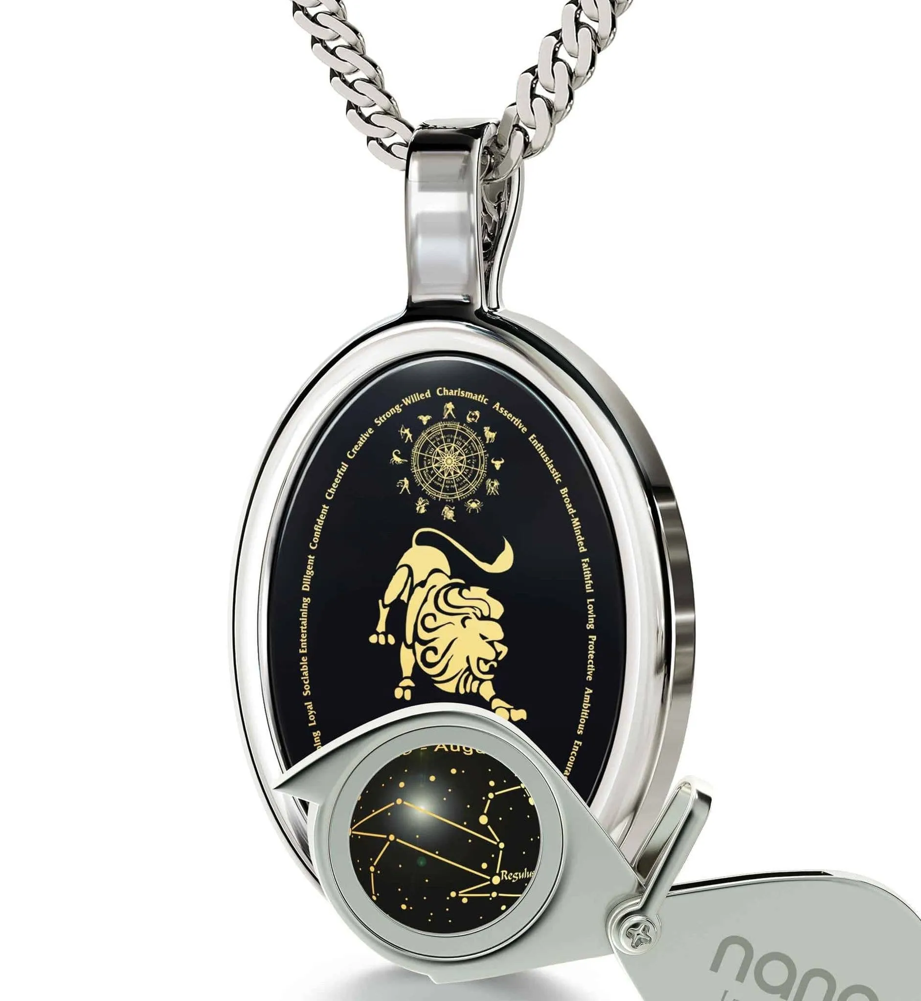 The World of Leo, 14k White Gold Necklace, Onyx