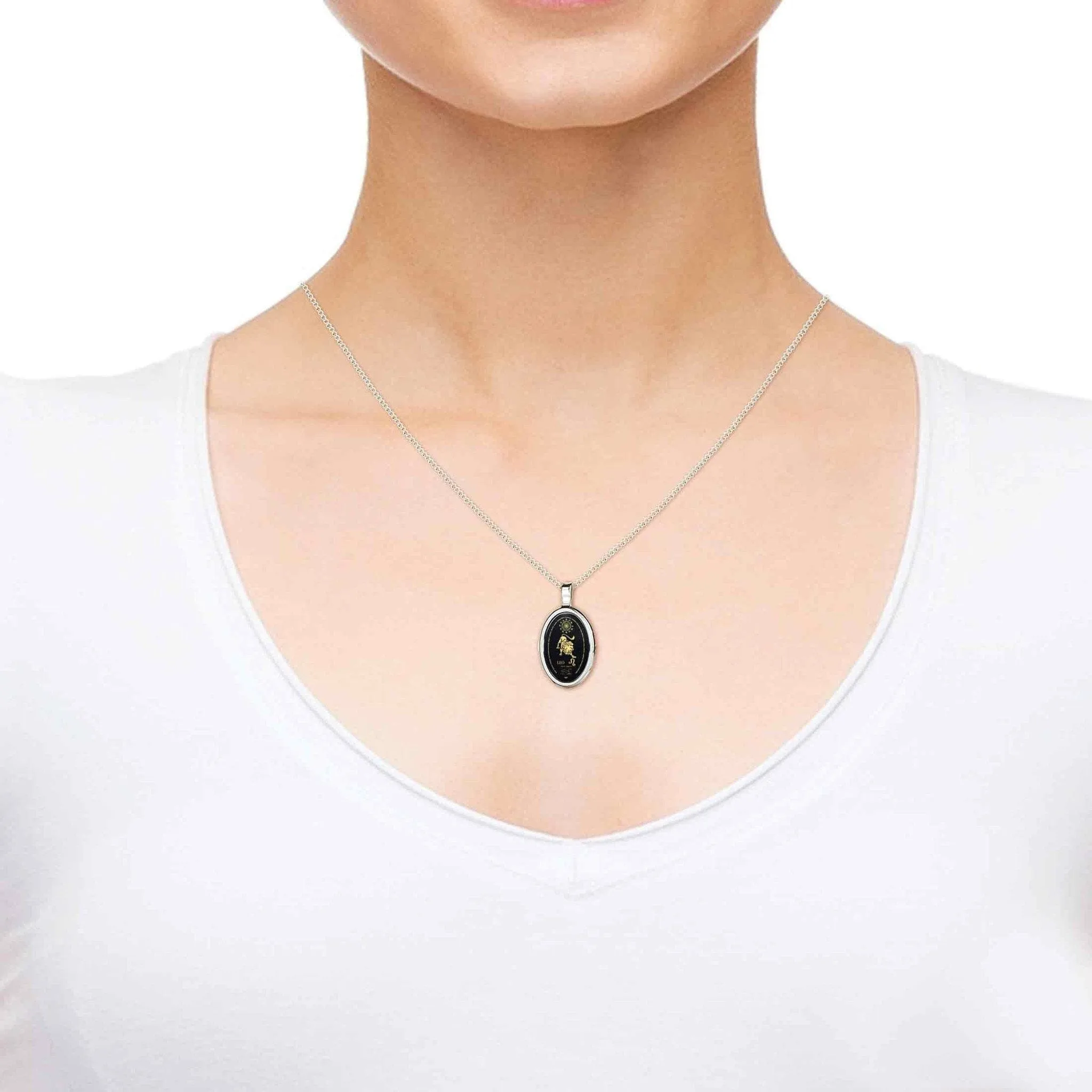 The World of Leo, 14k White Gold Necklace, Onyx