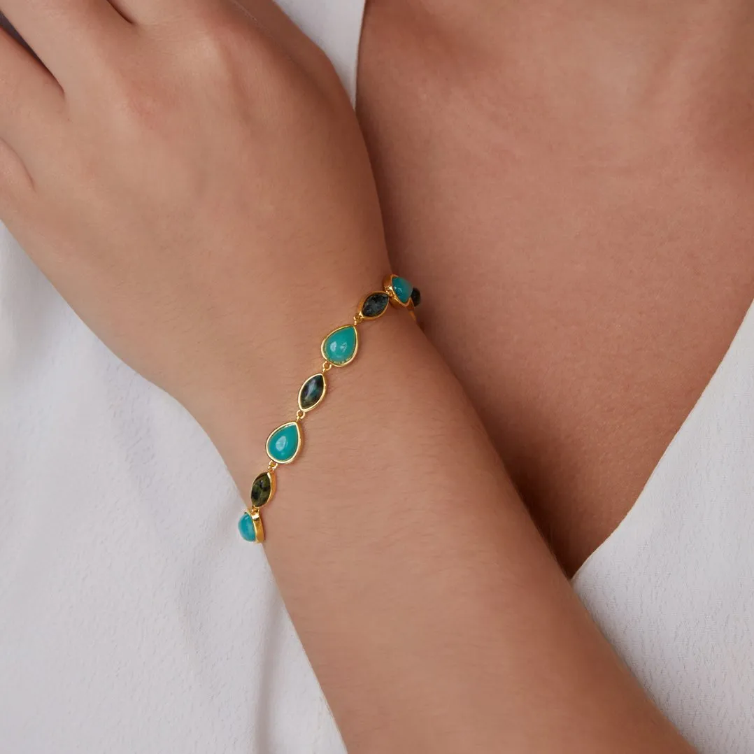 Turquoise & Peridot Stone Bracelet