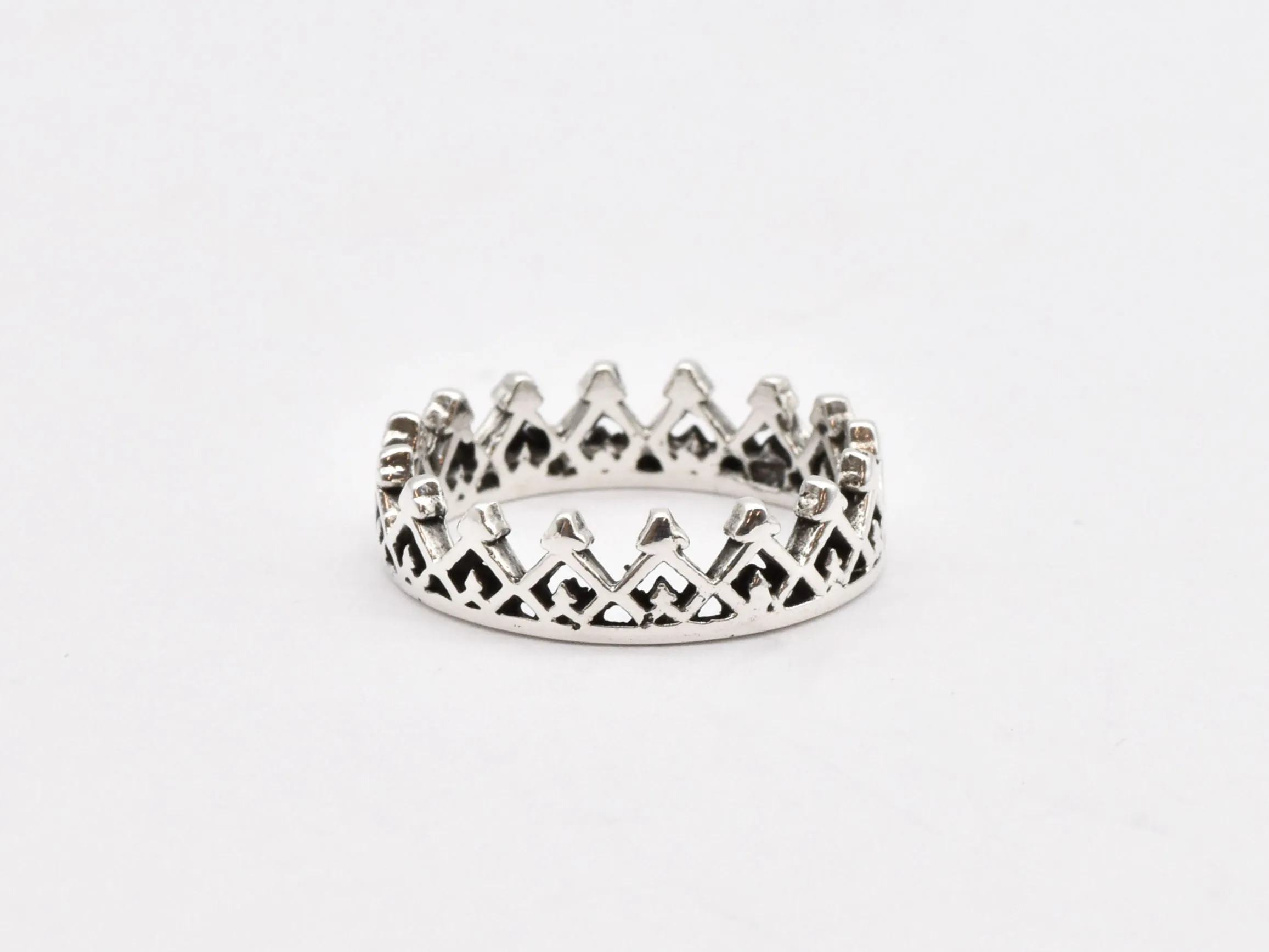 Victorian Crown Ring - Silver Tiara Band - Vintage Royal Ring