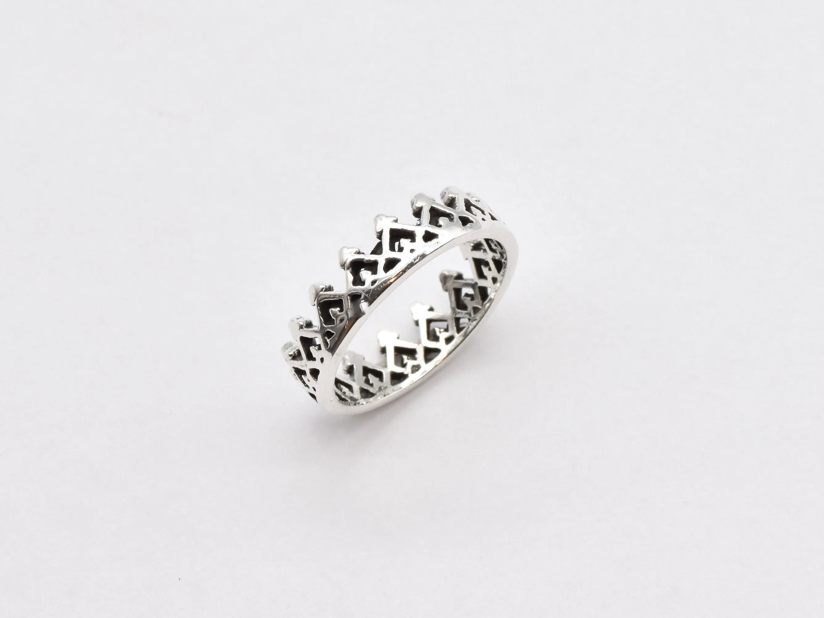 Victorian Crown Ring - Silver Tiara Band - Vintage Royal Ring