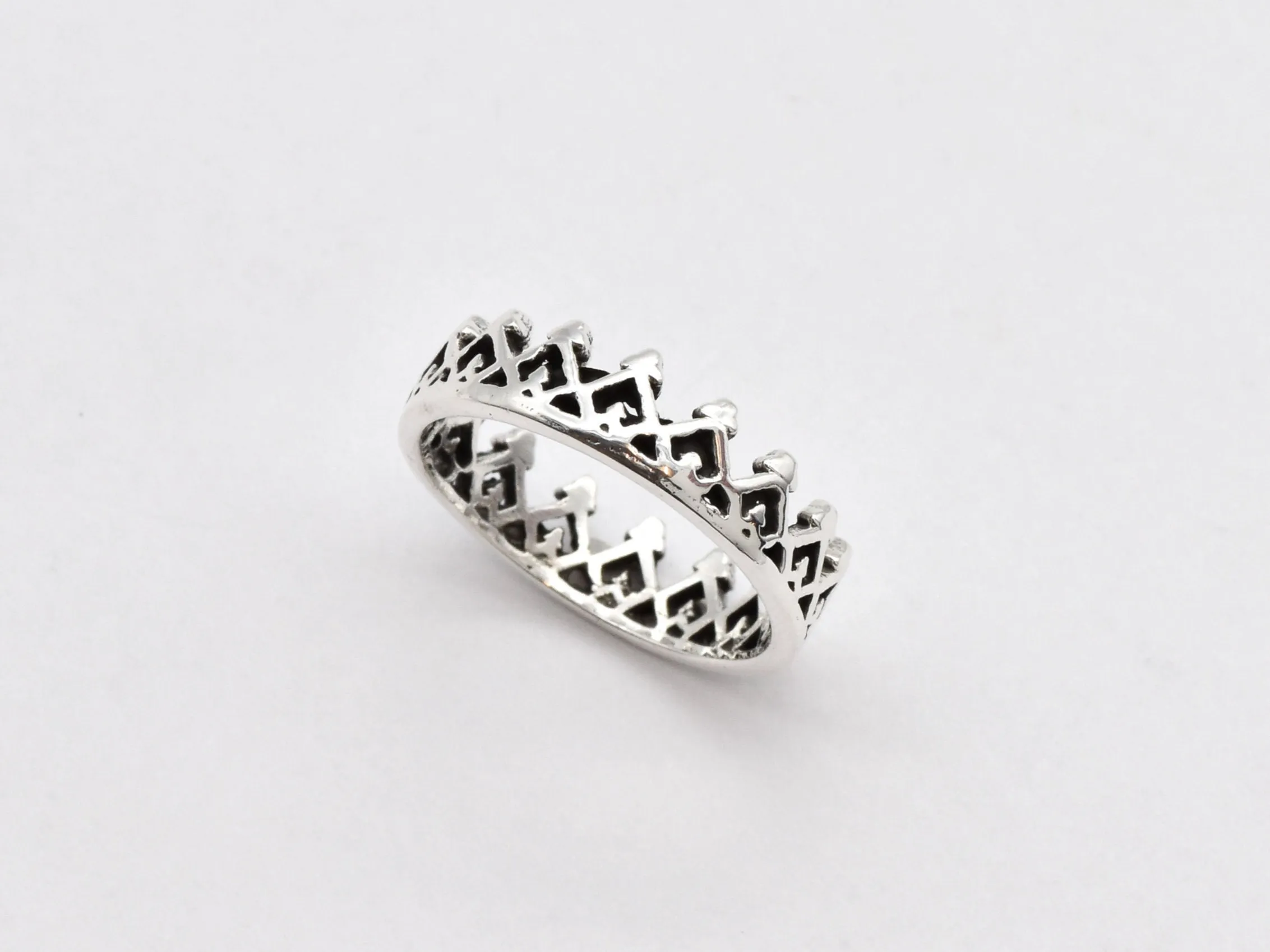 Victorian Crown Ring - Silver Tiara Band - Vintage Royal Ring