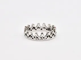 Victorian Crown Ring - Silver Tiara Band - Vintage Royal Ring