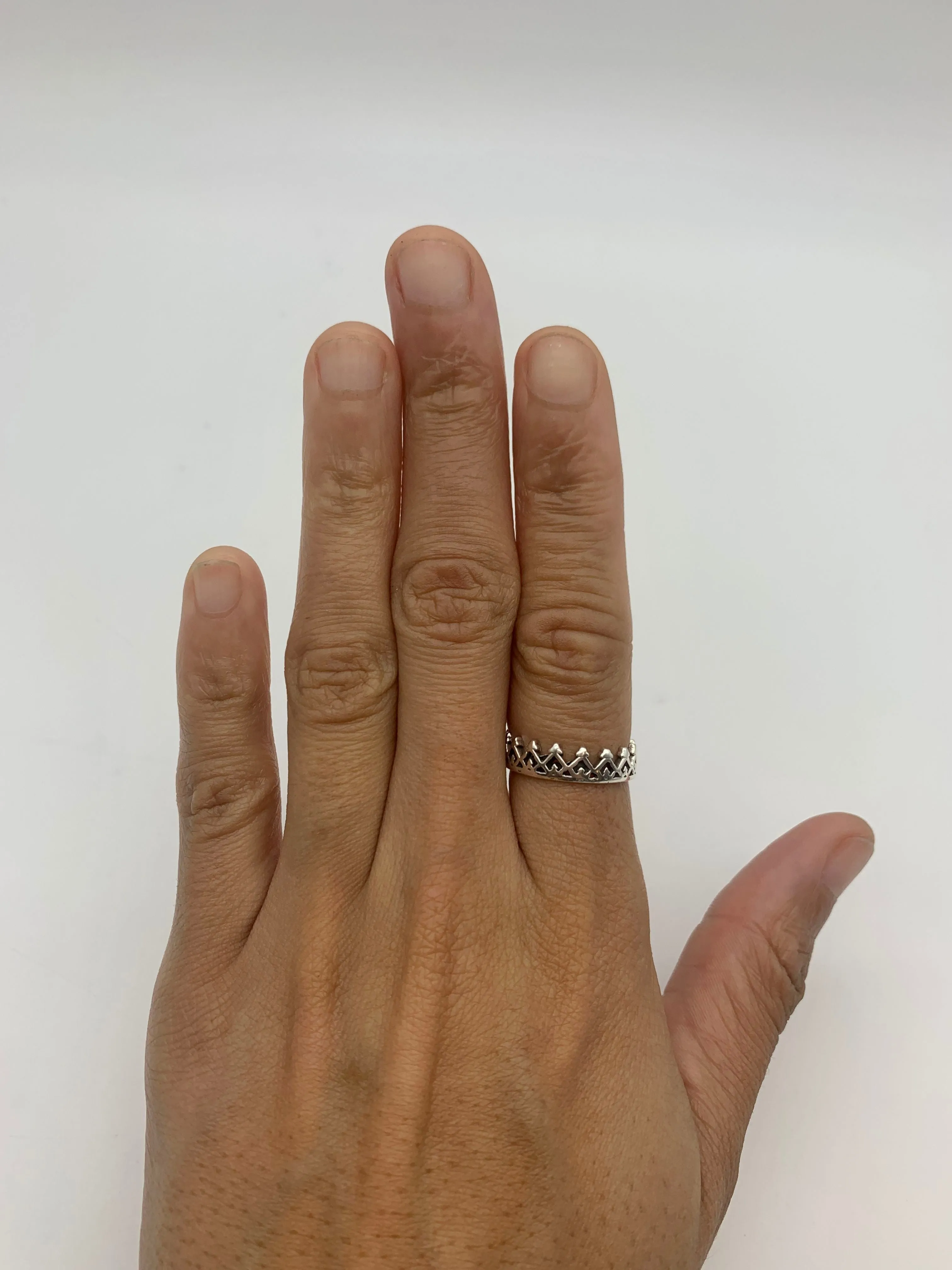 Victorian Crown Ring - Silver Tiara Band - Vintage Royal Ring