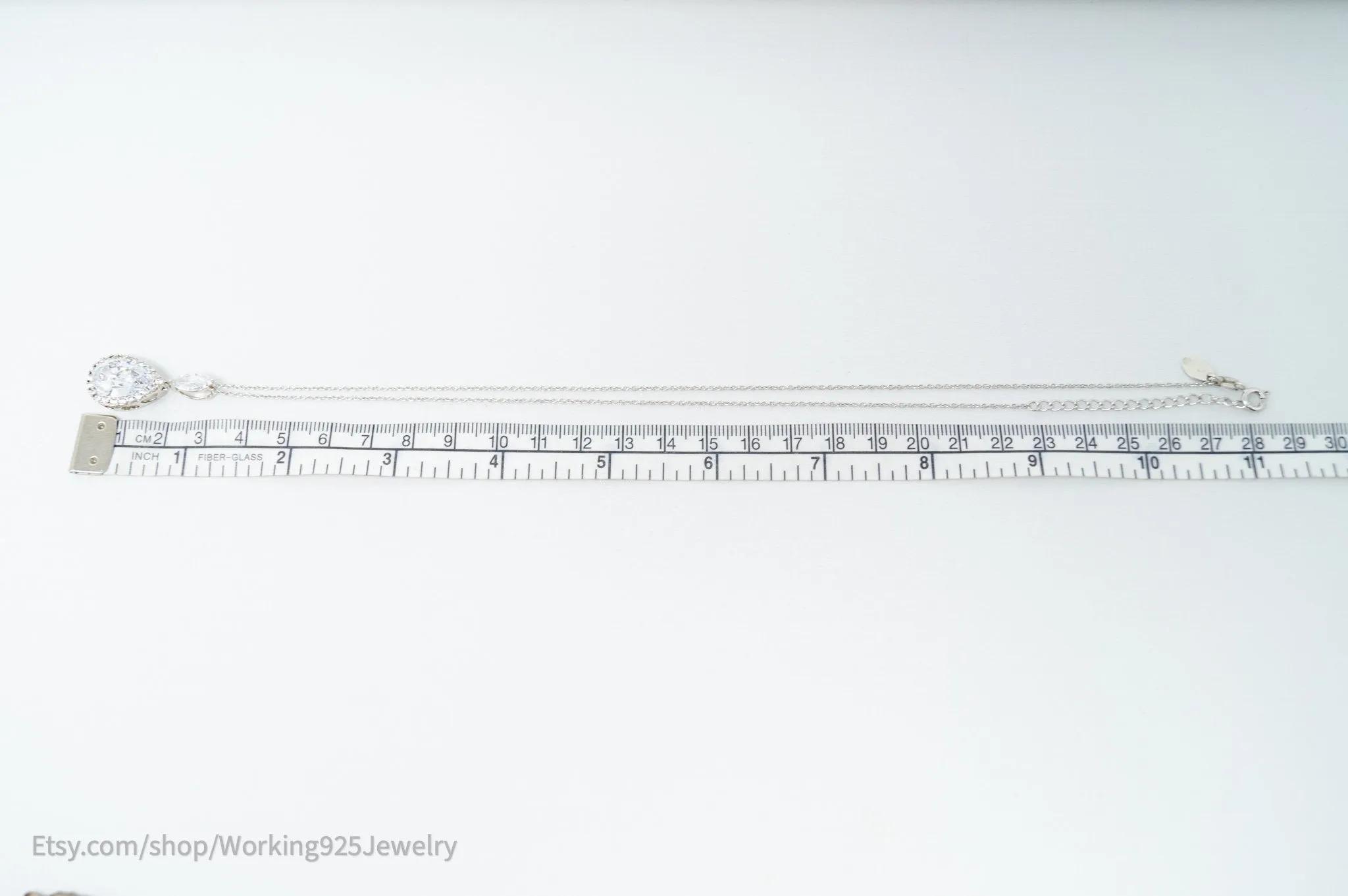 Vintage Designer STAUER Art Deco Cubic Zirconia Sterling Silver Necklace
