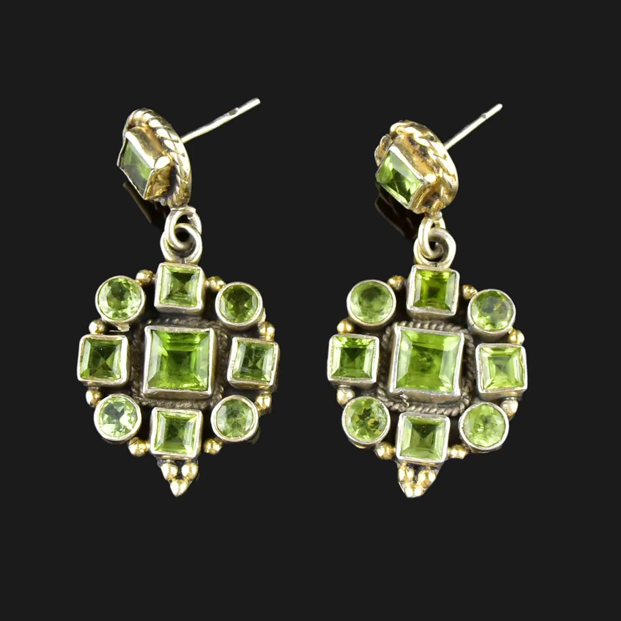 Vintage Victorian Style Peridot Post Chandelier Earrings