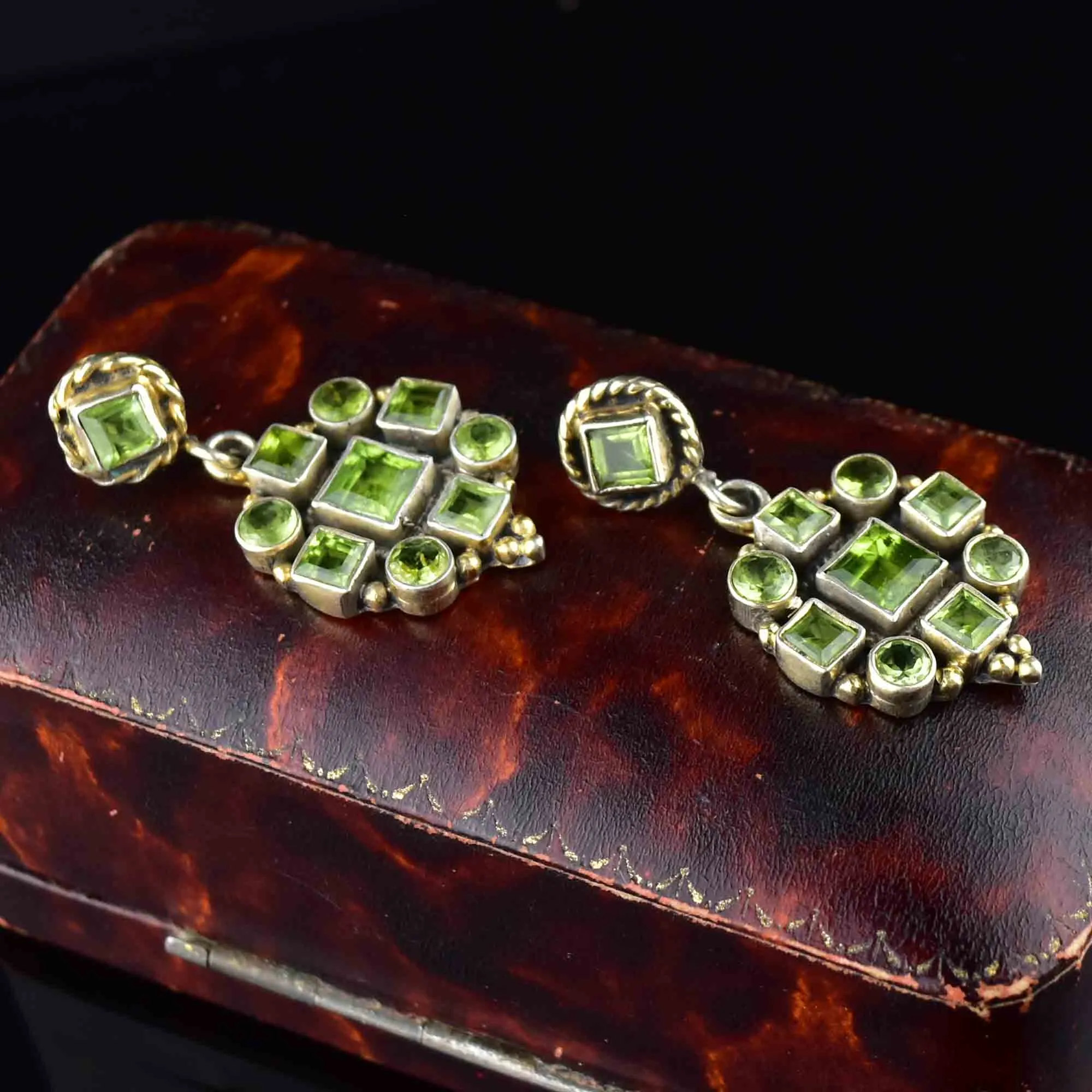 Vintage Victorian Style Peridot Post Chandelier Earrings