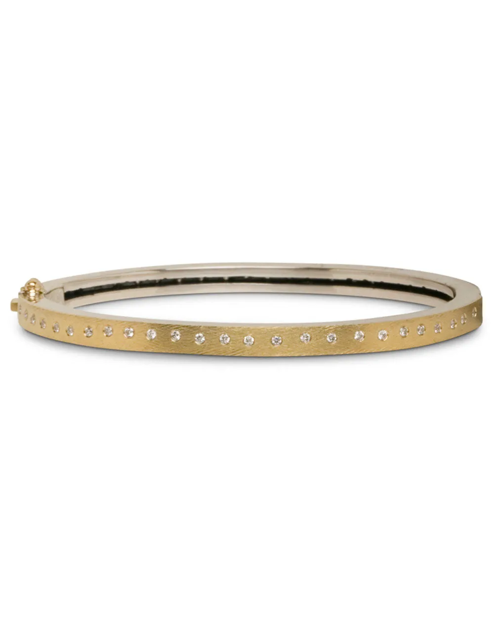 Yellow Gold and Sterling Silver Diamond Bangle Bracelet
