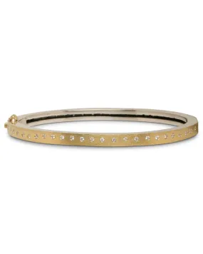Yellow Gold and Sterling Silver Diamond Bangle Bracelet