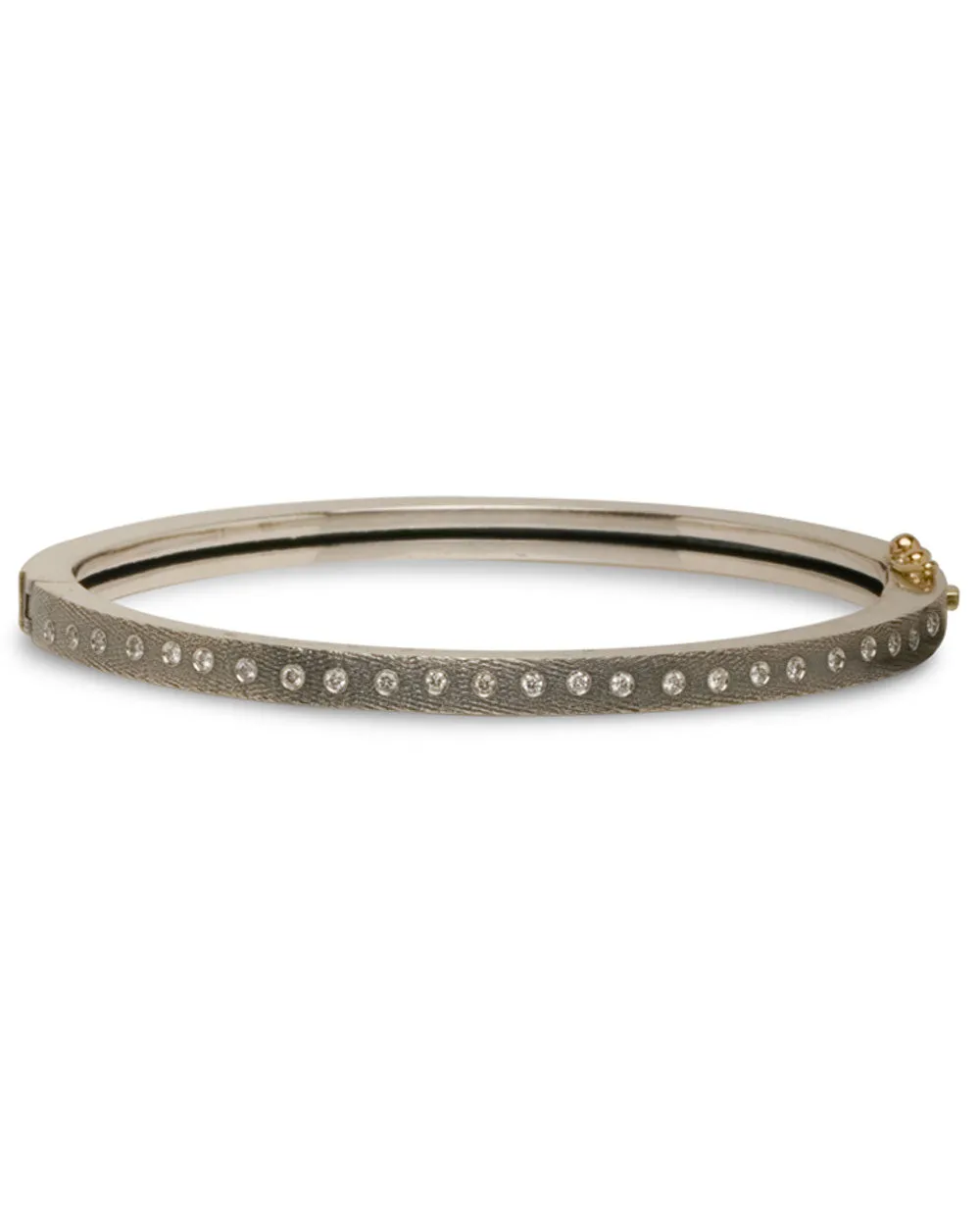 Yellow Gold and Sterling Silver Diamond Bangle Bracelet